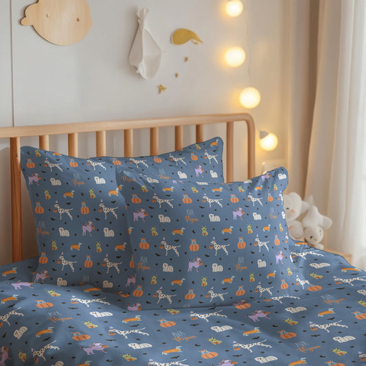 Halloween Pups Build Your Own Personalized Twin Bedding Set – Sheets & Pillowcase Options