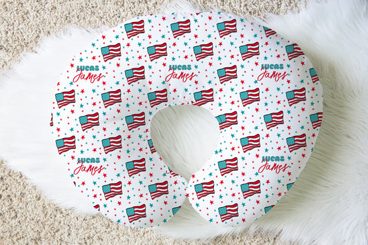 Land Of The Free Personalized Name Nursing Pillow Cover