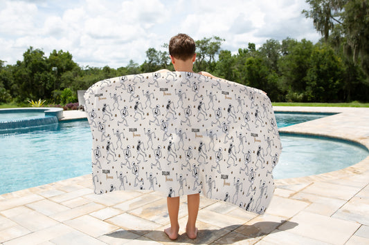 Spooky Scary Skeletons Halloween Personalized Beach Towel
