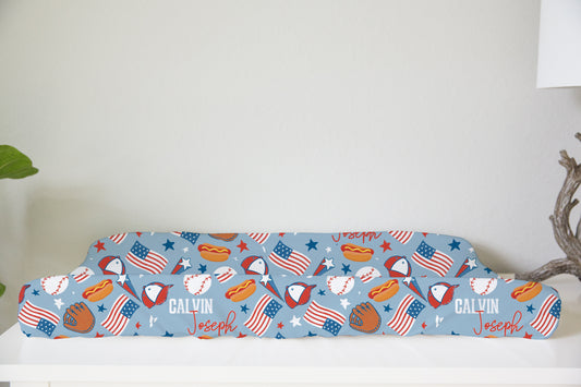 Take Me Out To The Ballgame Personalized Changing Pad Cover