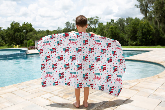 Land Of The Free Personalized Kids Beach Towel 30 X 60