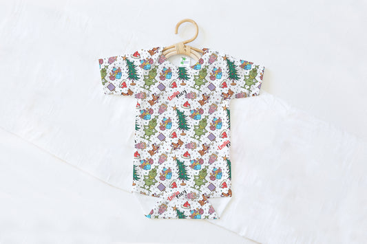Mean But Merry Christmas Personalized Name Baby Bodysuit