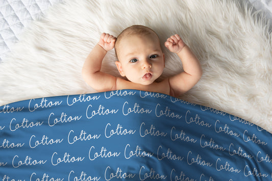 Solid Color Doodle Font Personalized Name Swaddle
