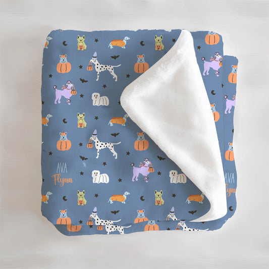 Halloween Pups Personalized Minky Blanket