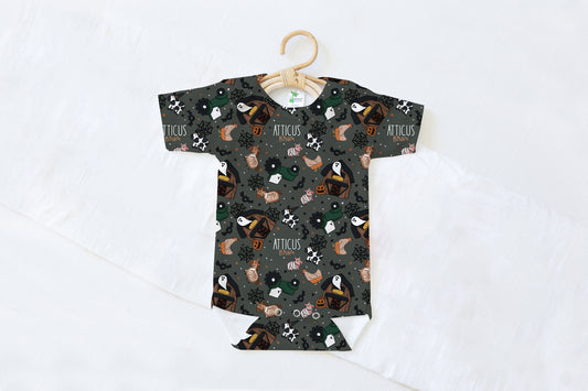 Barnyard Boos Halloween Personalized Name Baby Bodysuit