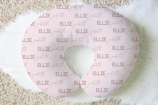 Solid Color Script & Block Font Personalized Name Nursing Pillow Cover