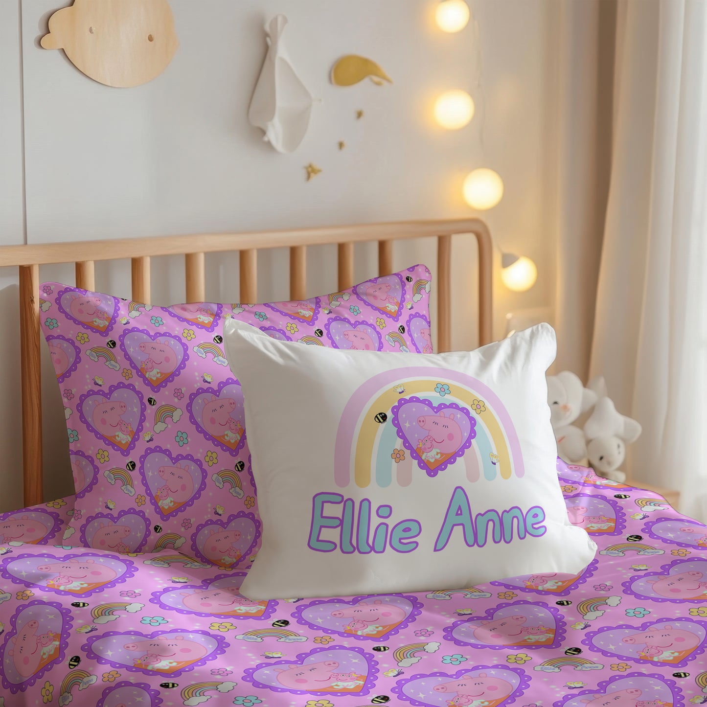 Baby Evie Peppa Build Your Own Personalized Twin Bedding Set – Sheets & Pillowcase Options