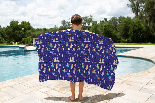 Sleepytime Pups Personalized Kids Beach Towel