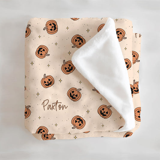 Pumpkin Halloween Personalized Minky Blanket