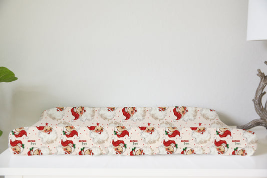 Old Saint Nick Christmas Personalized Changing Pad Cover