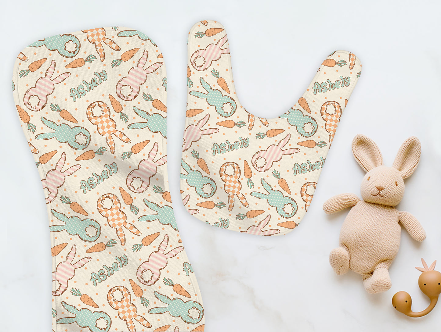 Easter Bunnys Burp Cloth & Bib