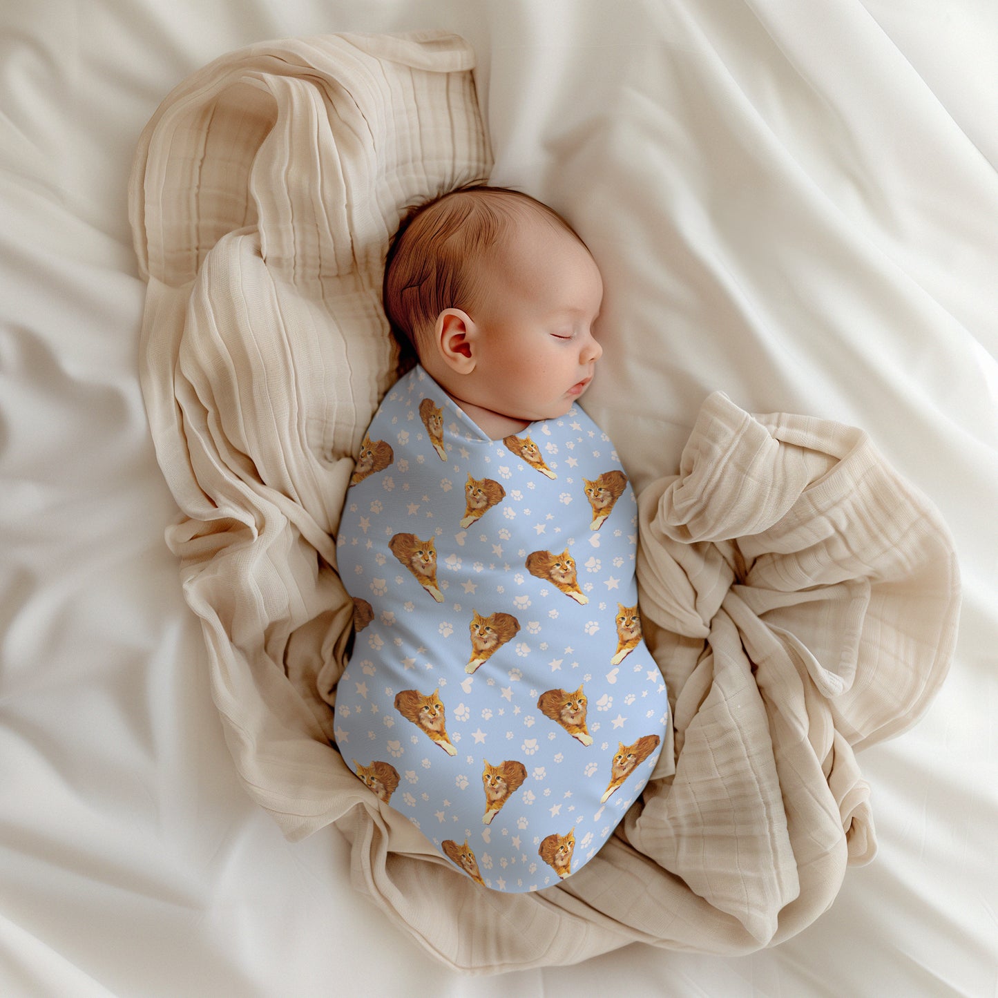 Upload Your Pet! Personalized Swaddle with Custom Pet Cartoon & Name