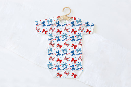 America The BOW-tiful Personalized Name Baby Bodysuit