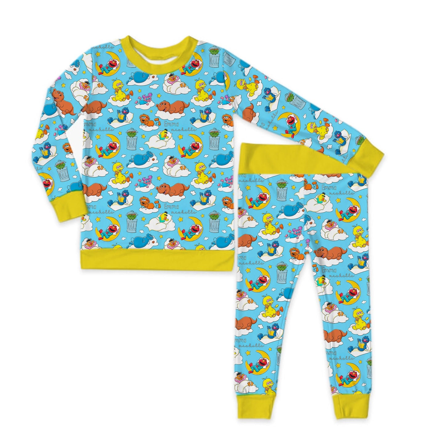Snoozy Street Long Sleeve Personalized Jersey Jams – Two-Piece Loungewear Set