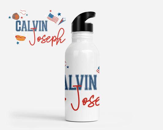 Take Me Out To The Ballgame Personalized Kids Water Bottle