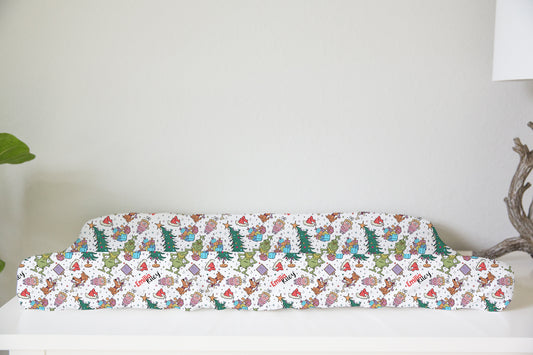 Mean But Merry Christmas Personalized Changing Pad Cover