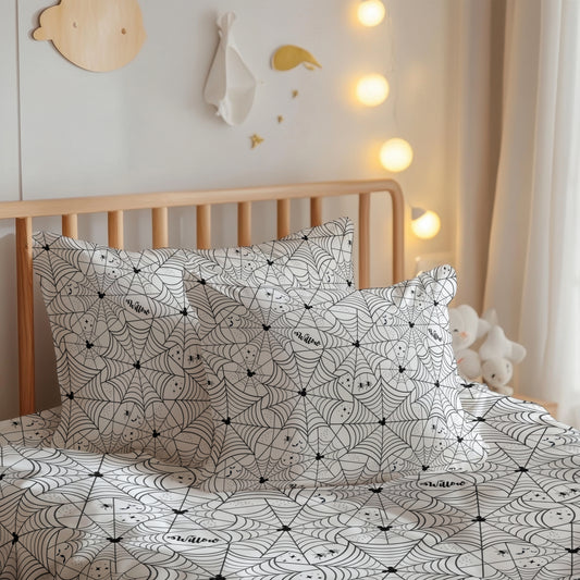 Spooky Webs Halloween Build Your Own Personalized Twin Bedding Set – Sheets & Pillowcase Options