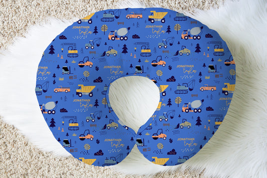 Boy Construction Personalized Name Nursing Pillow Cover