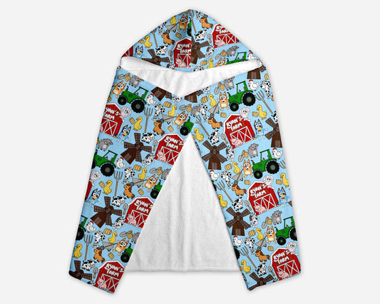 Farm Buddies Personalized Hooded Towel | Blue