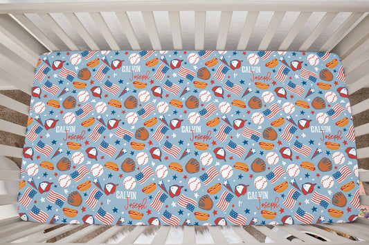 Take Me Out To The Ballgame Personalized Crib Sheet
