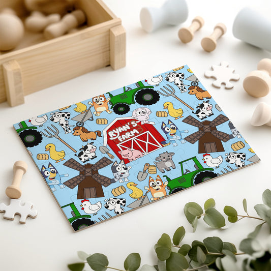 BINGO WAS HER NAME-O Blue Kids Personalized 30 Piece Puzzle