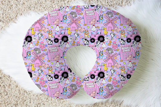Farm Buddies Personalized Name Nursing Pillow Cover | Pink