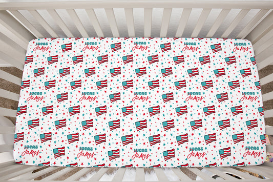 Land Of The Free Personalized Crib Sheet