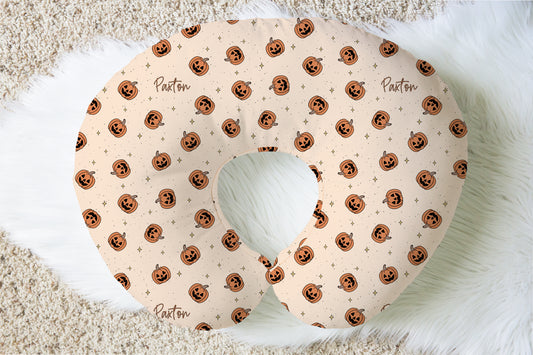 Pumpkin Halloween Personalized Baby Name Nursing Pillow Cover