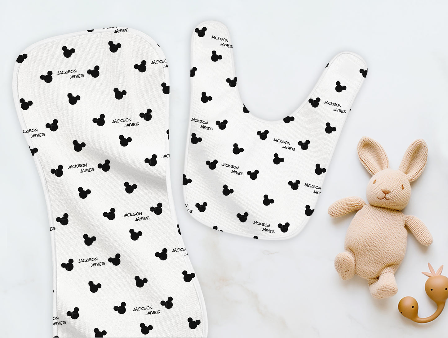 Mr. Mouse Personalized Name Burp Cloth & Bib