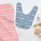 Solid Color Stacked Font Personalized Name Burp Cloth & Bib