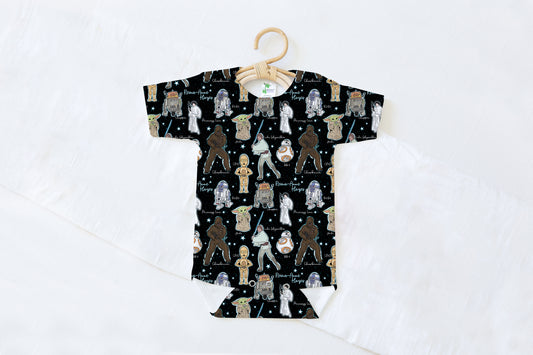 Galactic Dreams Personalized Name Baby Bodysuit