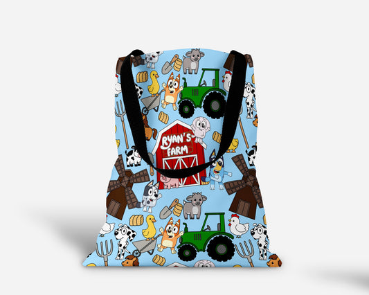 Farm Buddies Personalized Tote Bag | Blue